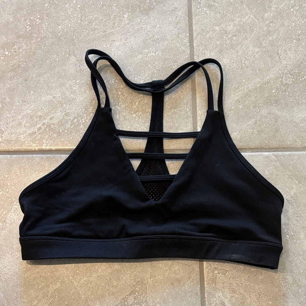 ZYIA Active Black Strappy Sports Bra Size L Removable Pads Workout Yoga